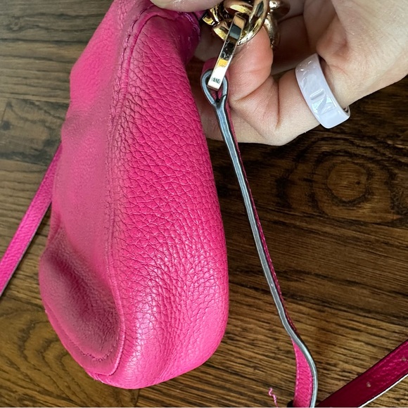 Michael Kors Bedford flap Small Pebbled Leather Crossbody Bag – Fuchsia Pink - Picture 12 of 16
